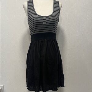 Belle du Jour striped Scoop Neck Black and Gray Sleeveless Dress.